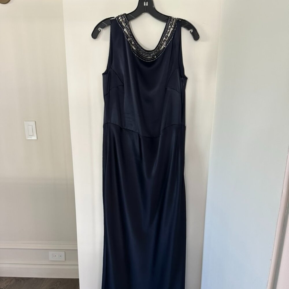 St John Navy Evening Dress with Sequin Detail